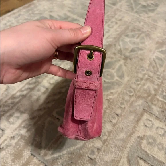 Y2K Pink Suede Coach Hamptons Demi Baguette Shoulder Bag - Picture 5 of 8